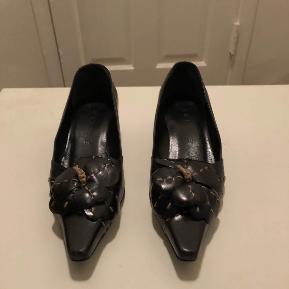 Celine Black Leather Slingback Heels
